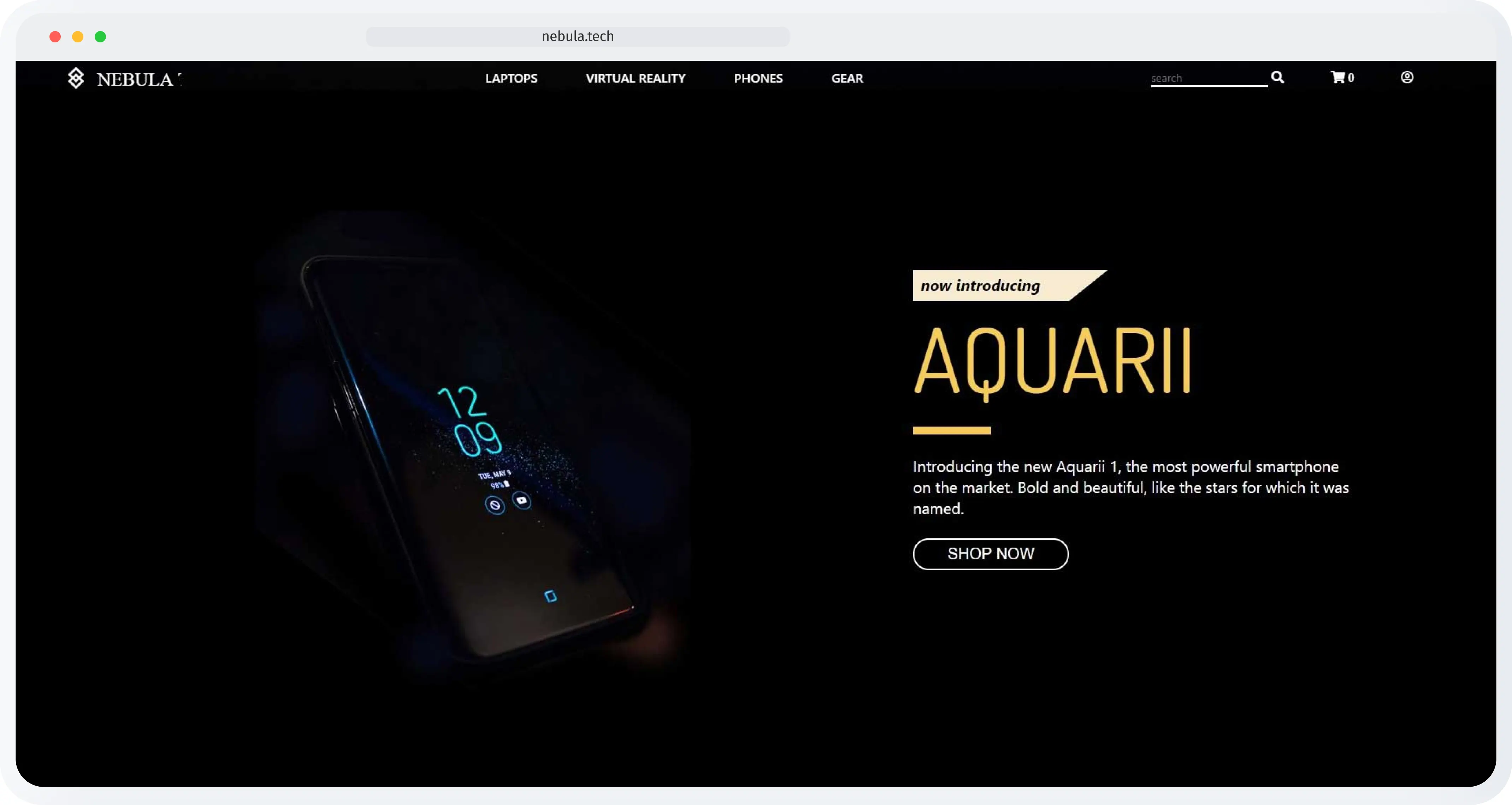 Screenshot of the featured mobile phone 'Aquarii'