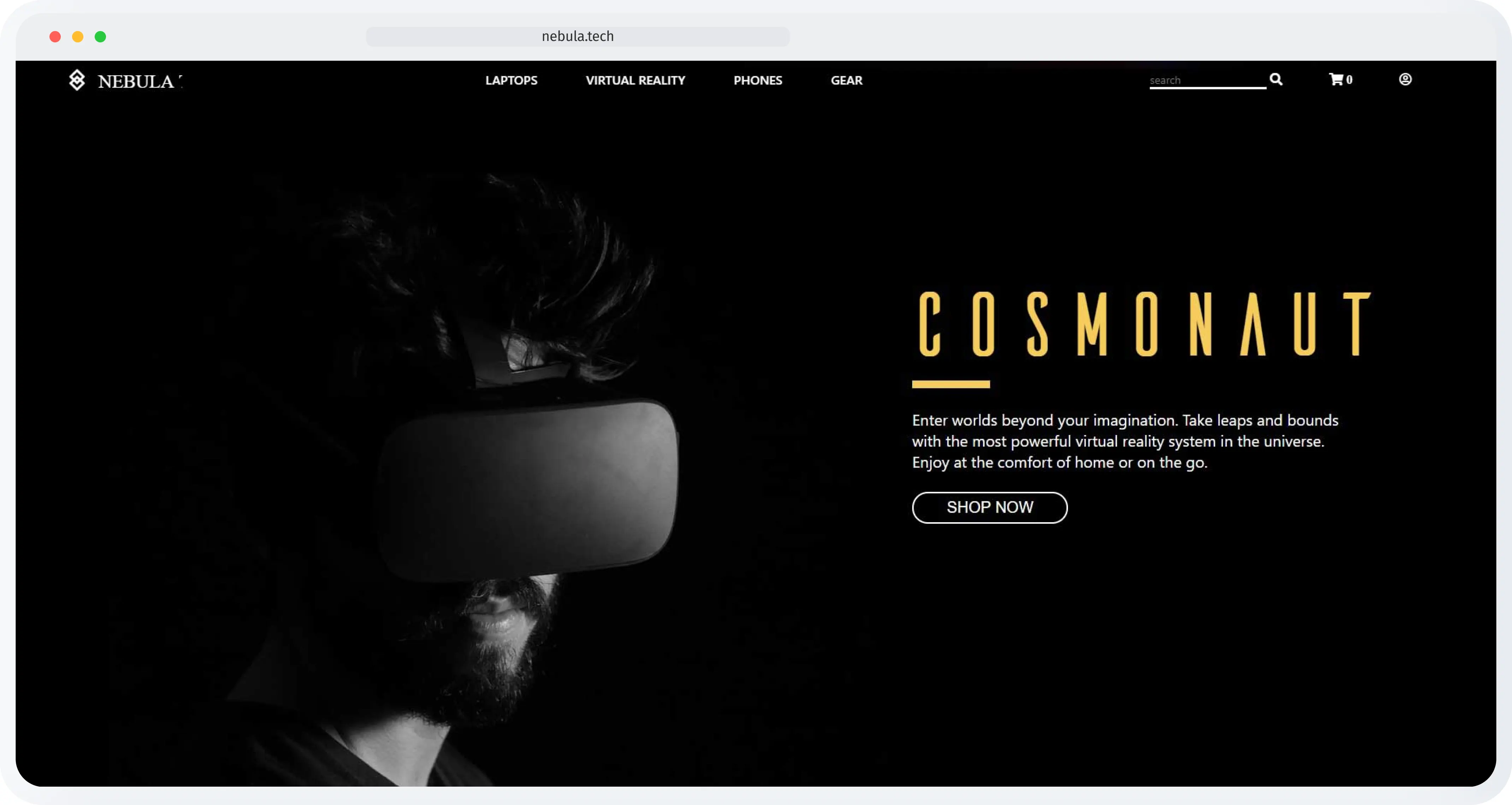 Screenshot of the featured VR 'Cosmonaut' device