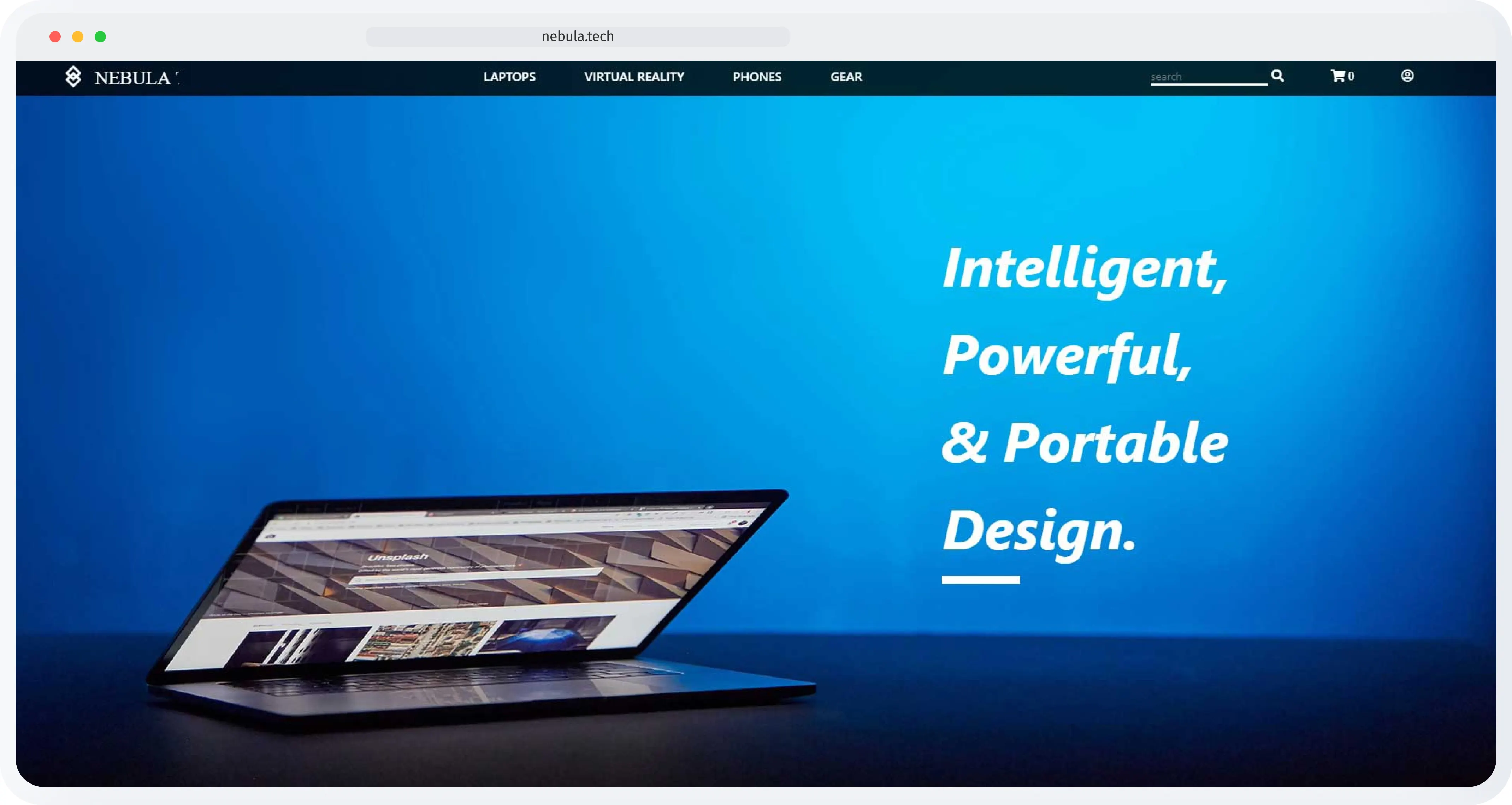 Screenshot of the 'Nebula Tech' home page
