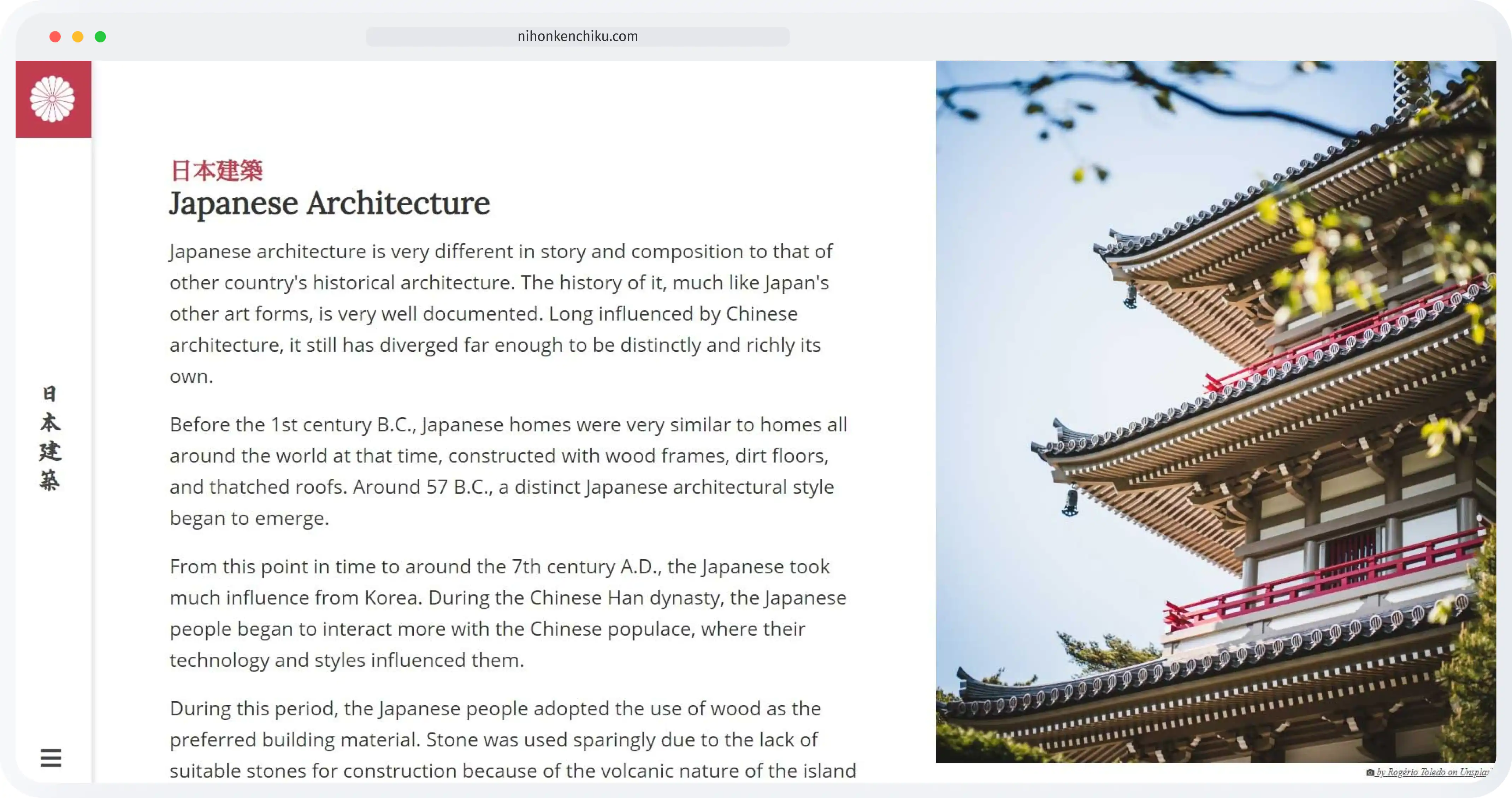 Image of a webpage with information about the website Nihon Kenchiku